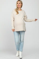 Cream Knit Long Sleeve Maternity Sweater