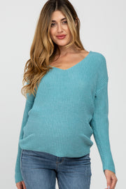 Blue Knot Back Maternity Sweater