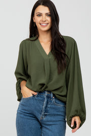 Olive V Neck Blouse