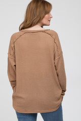 Camel Exposed Seam Long Sleeve Top