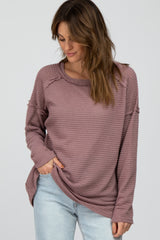 Mauve Exposed Seam Maternity Long Sleeve Top