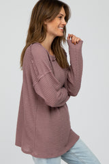 Mauve Exposed Seam Long Sleeve Top