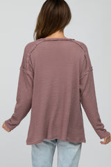 Mauve Exposed Seam Long Sleeve Top