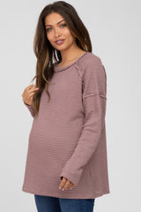 Mauve Exposed Seam Maternity Long Sleeve Top