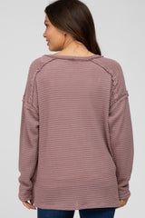 Mauve Exposed Seam Maternity Long Sleeve Top