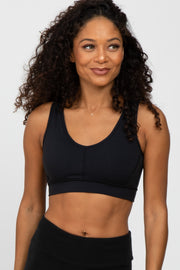 Black Triangle Cut Out Sports Bra