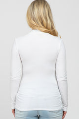 White Fitted Mock Neck Long Sleeve Maternity Top