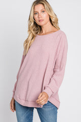 Pink Brushed Ribbed Long Sleeve Top