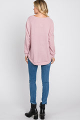 Pink Brushed Ribbed Long Sleeve Top