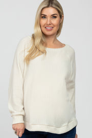 Ivory Brushed Ribbed Long Sleeve Maternity Top