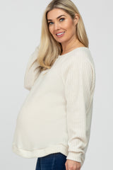 Ivory Brushed Ribbed Long Sleeve Maternity Top