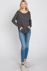 Charcoal Heathered Long Dolman Sleeve Top