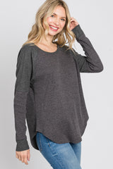 Charcoal Heathered Long Dolman Sleeve Top