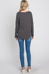 Charcoal Heathered Long Dolman Sleeve Top