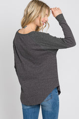 Charcoal Heathered Long Dolman Sleeve Top