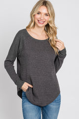 Charcoal Heathered Long Dolman Sleeve Top