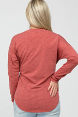 Rust Heathered Long Dolman Sleeve Maternity Top