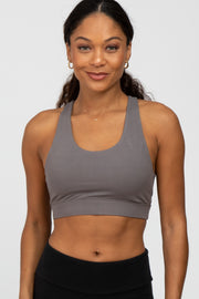 Grey Mesh Racerback Sports Bra