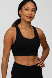 Black Mesh Racerback Sports Bra