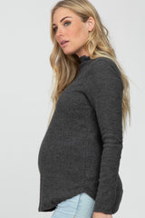 Charcoal Soft Ribbed Long Sleeve Maternity Top