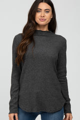 Charcoal Soft Ribbed Long Sleeve Maternity Top