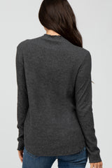 Charcoal Soft Ribbed Long Sleeve Top