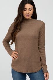 Mocha Soft Ribbed Long Sleeve Top