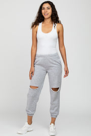 Heather Grey Ripped Knee Sweatpants