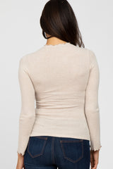 Beige Brushed Lettuce Trim Top