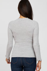 Heather Grey Brushed Lettuce Trim Top