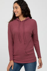 Mauve Ribbed Hooded Maternity Top