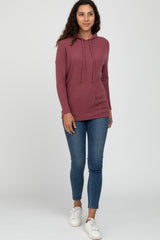 Mauve Ribbed Hooded Top