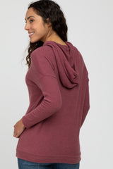 Mauve Ribbed Hooded Top