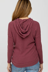 Mauve Ribbed Hooded Maternity Top