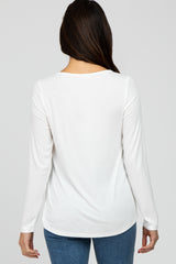 Ivory Lace Trim Long Sleeve Top