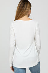 Ivory Lace Trim Maternity Long Sleeve Top