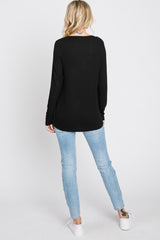 Black Lace Trim Long Sleeve Top