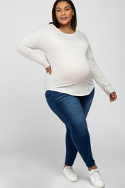 Ivory Heathered Long Dolman Sleeve Maternity Plus Top