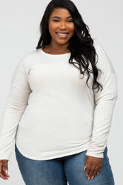 Ivory Heathered Long Dolman Sleeve Plus Top