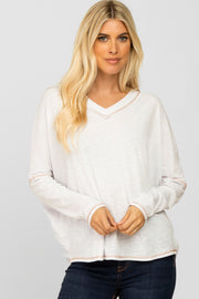 Ivory Contrast Stitch Dolman Sleeve Top