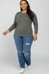 Olive Long Sleeve Plus Top