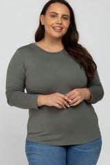 Olive Long Sleeve Plus Top