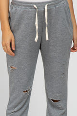 Grey Distressed Maternity Joggers