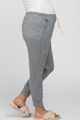 Grey Distressed Maternity Joggers