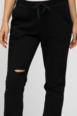 Black Distressed Maternity Joggers