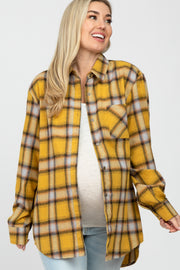 Yellow Plaid Maternity Button Down Top