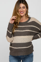 Olive Colorblock Striped Knit Maternity Top