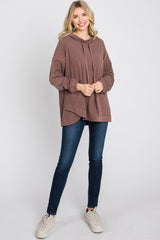 Mocha Soft Brushed Hooded Top