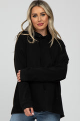 Black Soft Brushed Hooded Maternity Top