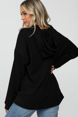 Black Soft Brushed Hooded Maternity Top